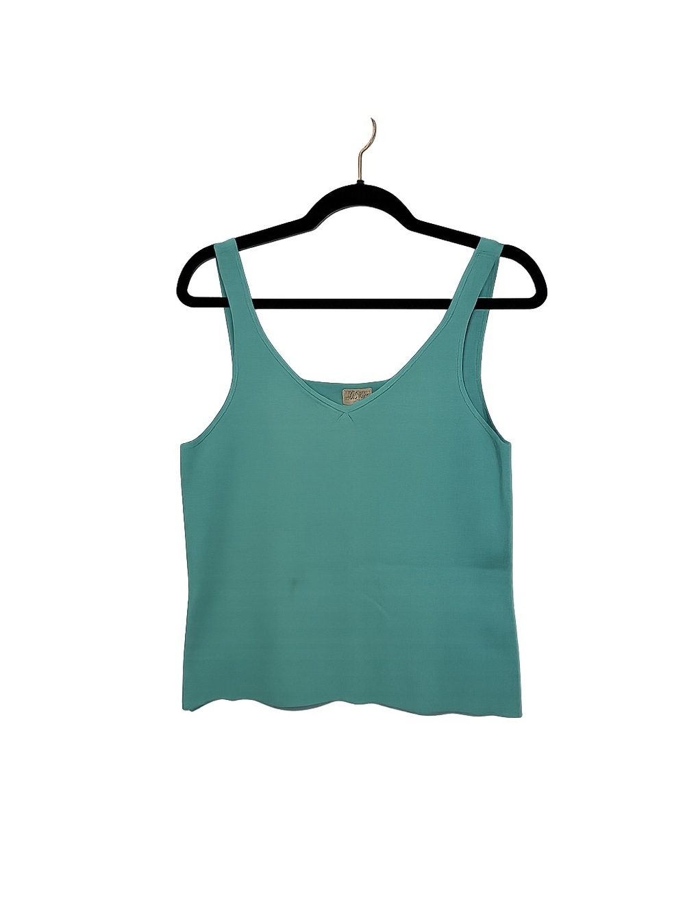 Sigrid Olsen Sport Aqua Blue Knit Top Large Rayon Blend Tank Top minimalist